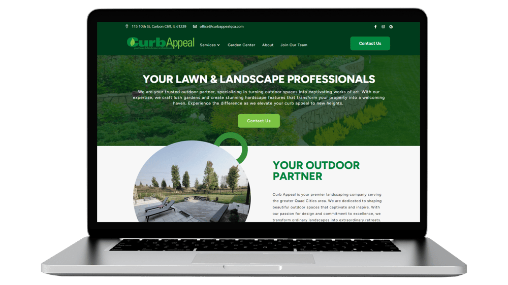 curb appeal new website on laptop screen